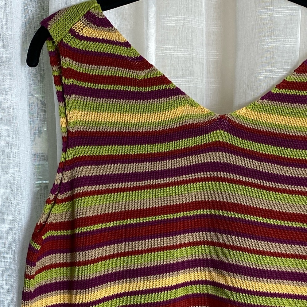 Lord & Taylor Knit Tank Sleeveless Striped Multi 100% Cotton Vintage Large - Picture 5 of 8